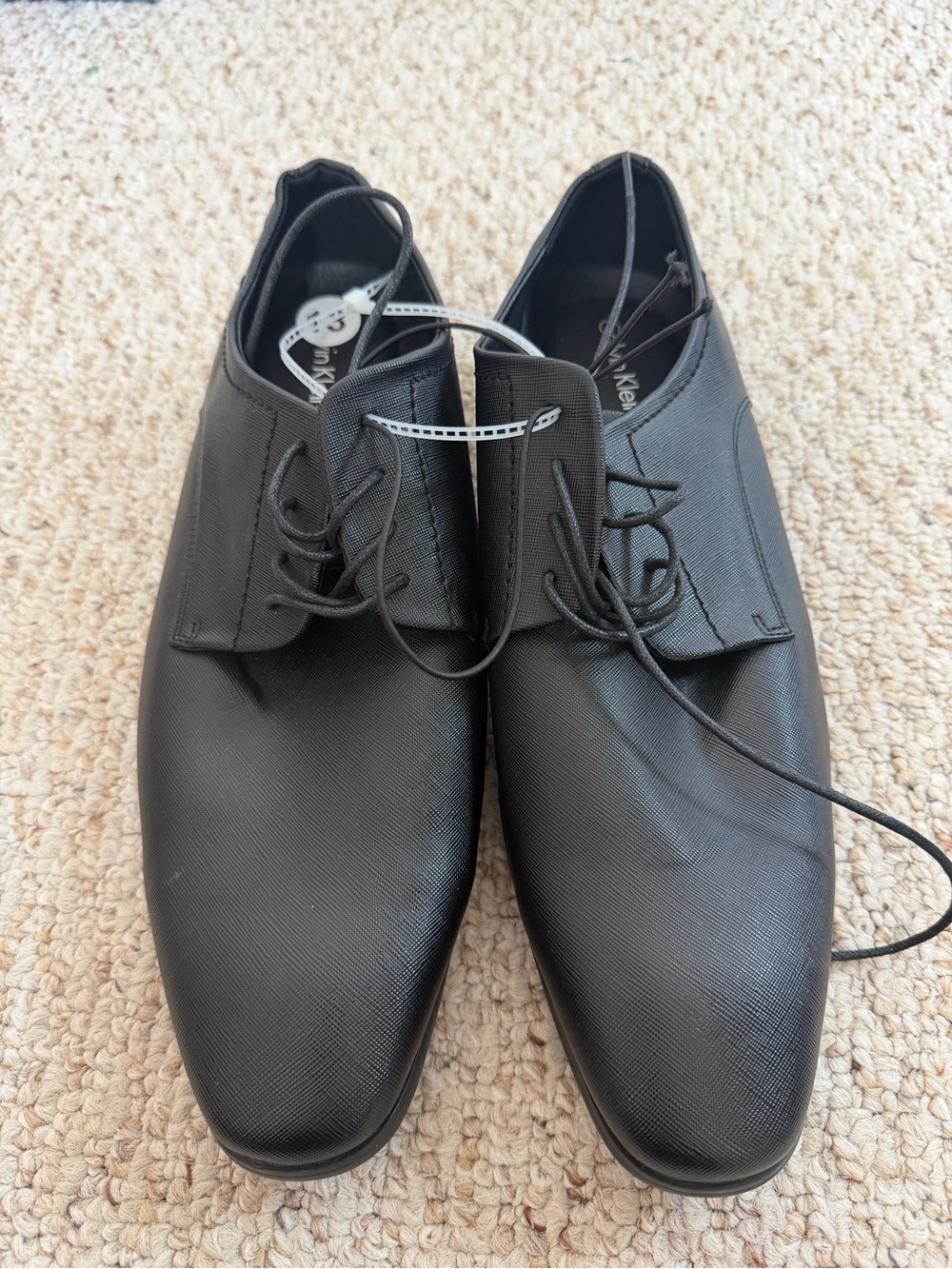 Calvin Klein Men's Black Leather Lace-Up Derby Shoes 13 new without tag